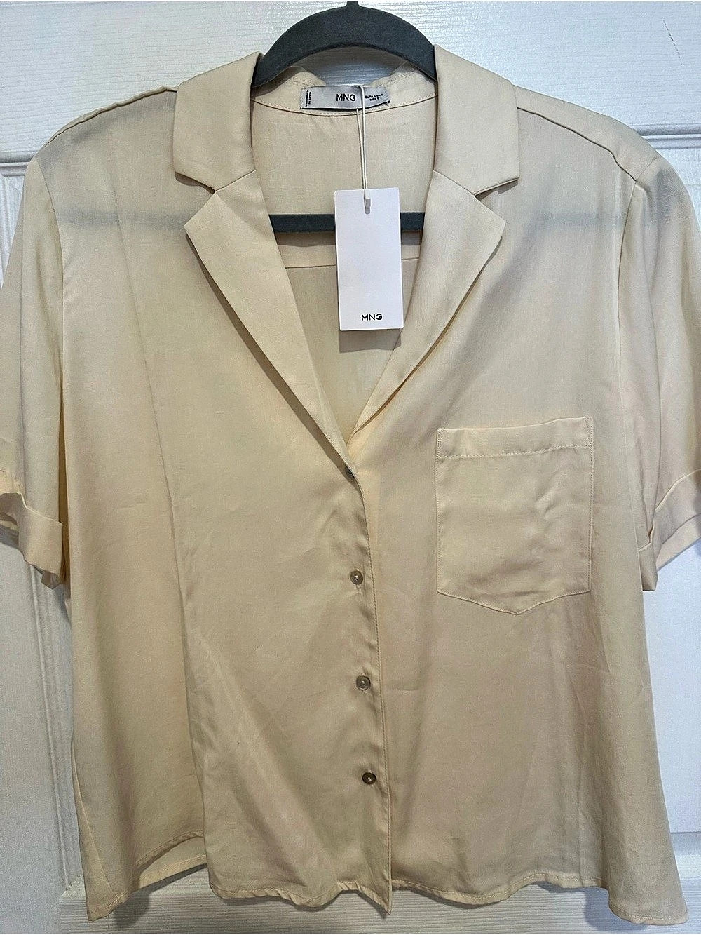 Mango Camisa 2000A Short Sleeve Shirt Beige Large